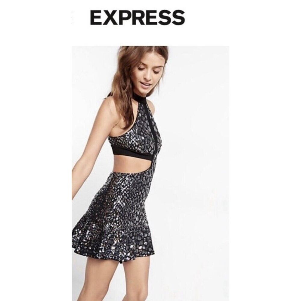 Express animal print sequins cut out dress Size XS